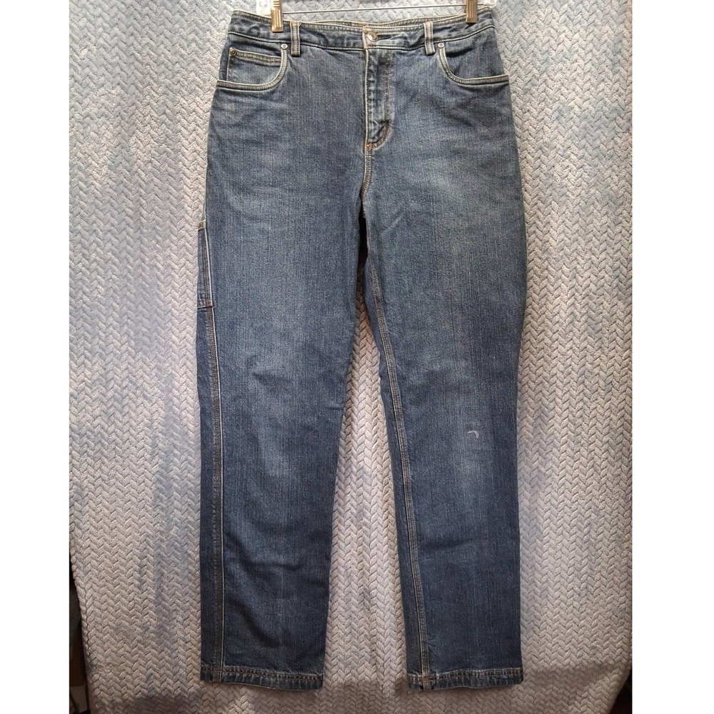 Duluth Trading Co Womens Carpenter Jeans Blue Stretch Utility Pants 8x31
